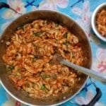 Homemade garlic butter pasta with herbs and cheese
