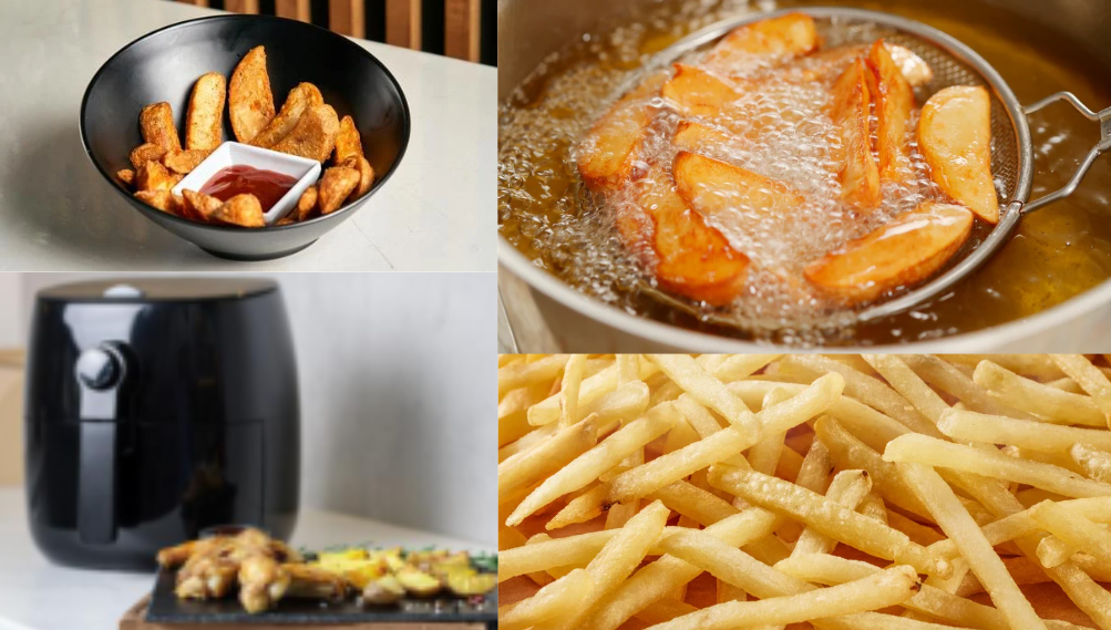 Seasoned potato wedges ready for air fryer cooking
