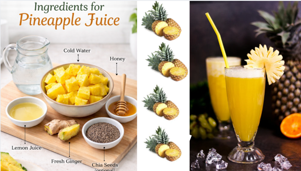ingredients for fresh pineapple juice recipe