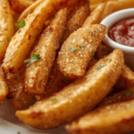 Air Fryer Potato Wedges Recipe served with ketchup