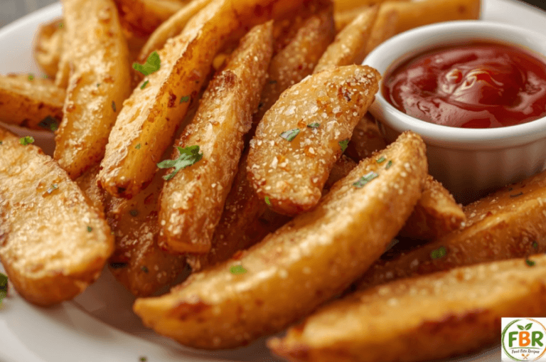 Air Fryer Potato Wedges Recipe served with ketchup