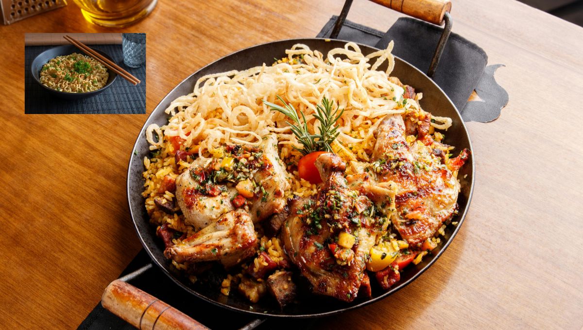 Bowl of homemade chicken ramen with noodles, tender chicken, soft-boiled egg, and fresh vegetables in savory broth