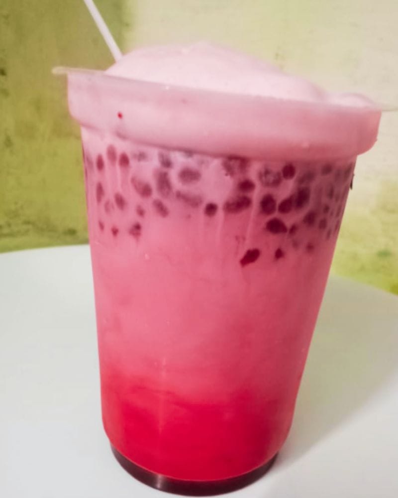 Homemade kulfi falooda with rose milk and basil seeds