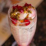 Kulfi falooda recipe with rose syrup, basil seeds, and pistachios